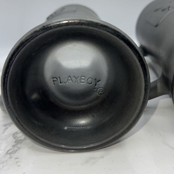 PLAYBOY Vintage Black Matte Glass Beer Mug-Set of 2 - Picture 7 of 8